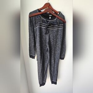 Black Bow Lounge Set Crewneck Terry Top Drawstring  Jogger size S Viscose